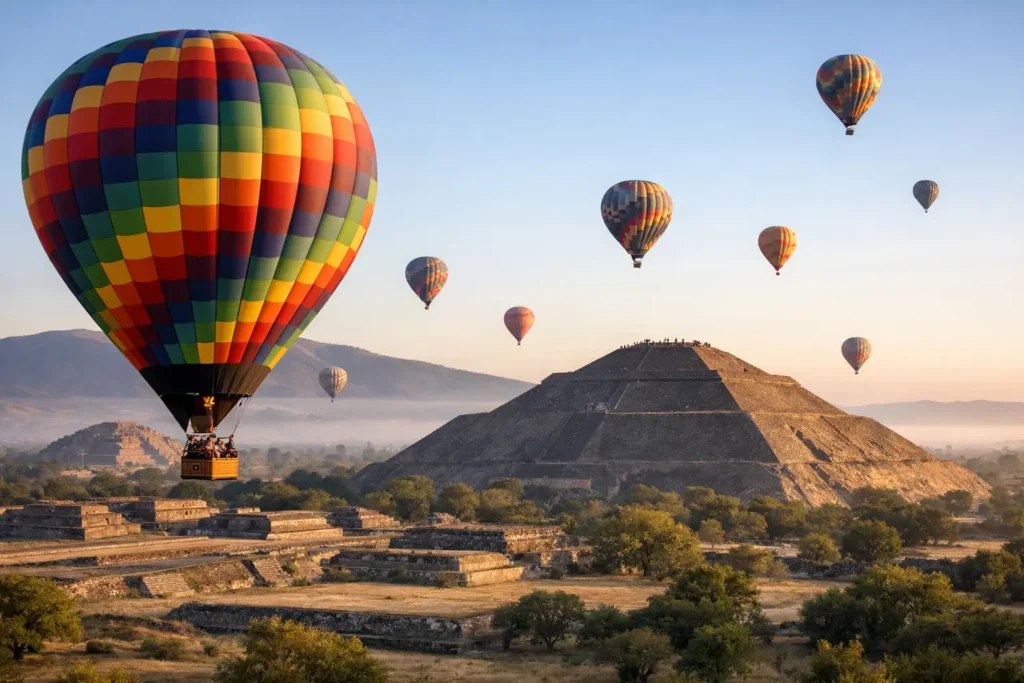 Guía de experiencia aerostática segura en Teotihuacán