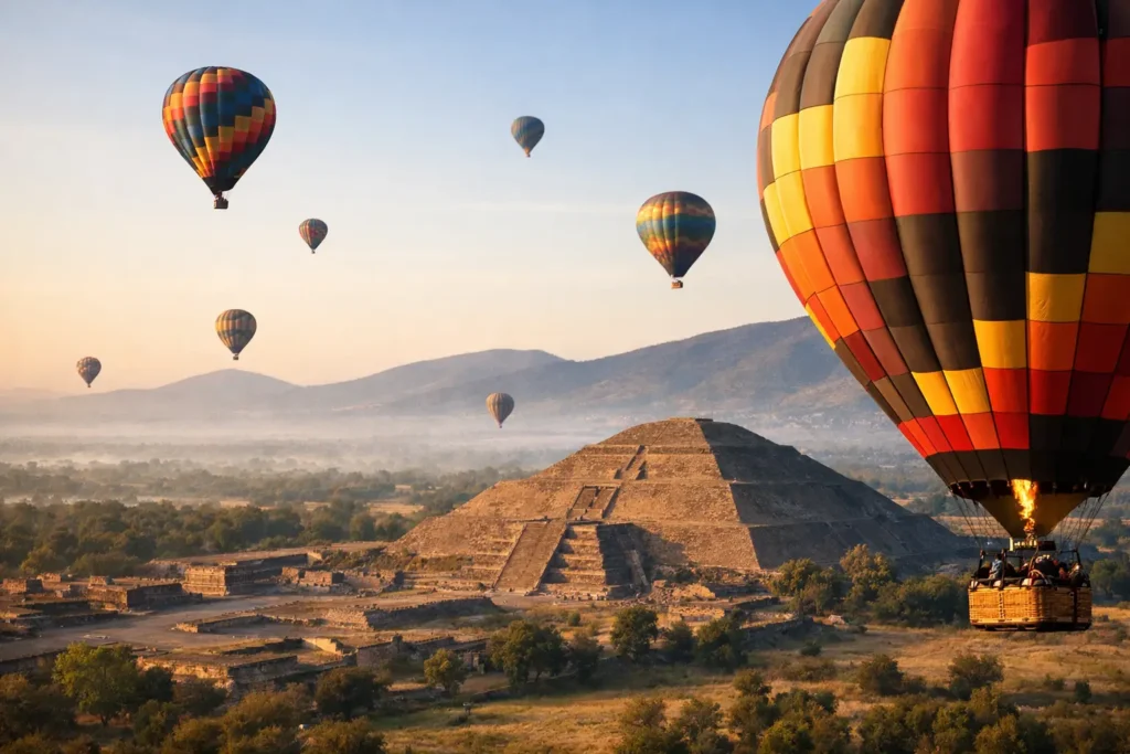 Permisos AFAC de globos aerostáticos en Teotihuacán